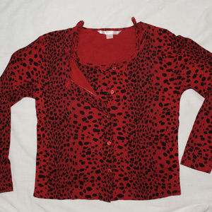 Victoria's Secret Red Leopard Pajama Set - 3 piece